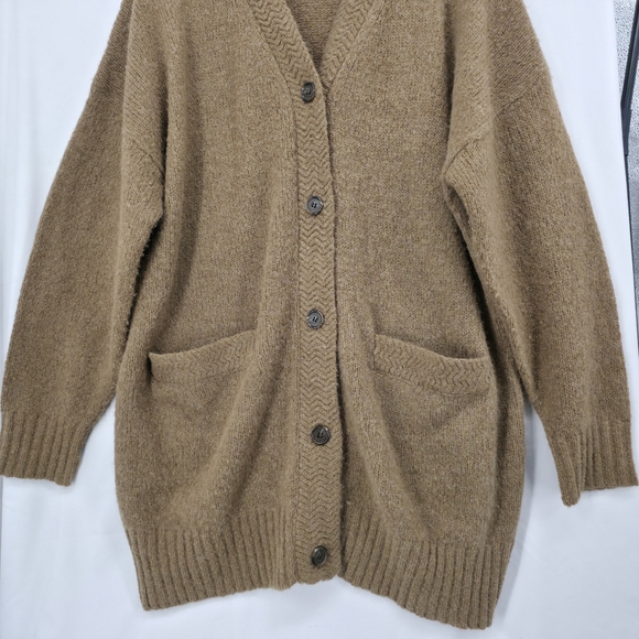 Jenni Kayne Alpaca Wool Blend Long Cardigan Sweater Camel Button Quiet Luxury Sm - Picture 6 of 12